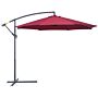 Outsunny 3(m) Garden Banana Parasol Hanging Cantilever Umbrella With Crank Handle And Cross Base, Sun Shade, Wine Red