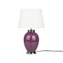 Table Lamp Bedside Light Purple Ceramic Base White Polycotton Round Empire Shade