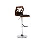 Bar Stool Dark Wood With Black Faux Leather Seat Footstool Swivel Gas Lift Adjustable Height