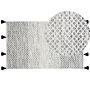 Rug Black And White Wool 80 X 150 Cm With Tassels Geometric Diamond Pattern Hand Woven Flatweave