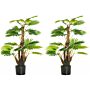 Homcom 2 Pack Artificial Plant Palm Tree In Pot, Fake Plants For Home Decor, 135cm, Green