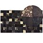 Rug Brown Genuine Leather 80 X 150 Cm Cowhide Multiple Squares Hand Crafted