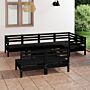 Vidaxl 8 Piece Garden Lounge Set Solid Pinewood Black