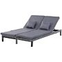 Outsunny 2 Seater Garden Double Rattan Sun Lounger Companion Reclining Recliner Wicker Weave Patio Outdoor Furniture Cushioned - Grey