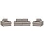 Sofa Set Taupe Fabric Upholstered 5 Seater With Armchair Cushioned Thickly Padded Backrest Classic Living Room Couch