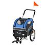 Pawhut Dog Bike Trailer 2-in-1 Pet Cart Carrier Stroller Pushchair For Bicycle With 360° Rotatable Front Wheel Reflectors Weather Resistant Blue