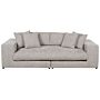 Sofa Fabric Polyester Taupe 240 Cm X 120 Cm X 61 Cm Couch 3 Seater Cushioned Back Track Armrests Living Room Modern Comfortable Cosy