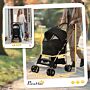 Pawhut Detachable Pet Stroller, 3-in-1 Dog Cat Travel Carriage, Foldable Carrying Bag With Universal Wheel Brake Canopy Basket Storage Bag, Black