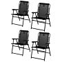 Outsunny 4 Pcs Patio Folding Chair Set, Outdoor Portable Loungers For Camping Pool Beach Deck, Lawn W/ Armrest Steel Frame Black