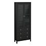 Barcelona China Cabinet 2 Doors W/glass + 3 Drawers In Matt Black