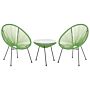 Bistro Set Green Pe Rattan 3 Piece 2 Seater