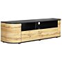 Tv Stand Light Wood And Black Manufactured Wood 2 Drawers Cable Management Hole Rustic Style Sideboard