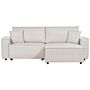 Left Hand Corner Sofa Bed Beige Fabric Polyester Upholstered 3 Seater L-shaped Bed With Cushions Sleeping Function