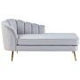 Chaise Lounge Light Grey Velvet Upholstery Gold Metal Legs Left Hand