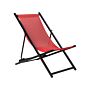 Folding Deck Chair Red Textilene Sling Seat Beach Chair Adjustable Backrest Patio Recliner