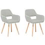 Set Of 2 Dining Chairs Light Grey Fabric Upholstery Light Wood Legs Modern Eclectic Style