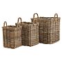 Set Of 3 Kubu Rattan Square Storage Baskets