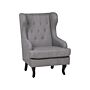 Wingback Chair Grey Upholstered Black Legs