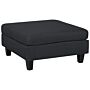 Ottoman Footstool Black Fabric Upholstered Square