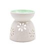 Classic White Oil Burner - Floral With Teal Well