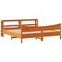 Vidaxl Bed Frame With Headboard Wax Brown 180x200 Cm Super King Solid Wood Pine