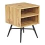 Bedside Table Light Wood Mdf With 2 Open Shelves Minimalistic Contemporary Bedroom Piece