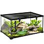 Pawhut 50 X 30 X 25 Cm Reptile Glass Terrarium, Reptile Breeding Tank, Climbing Pet Glass Containers, Arboreal Box, With Strip Patch Thermometer-black