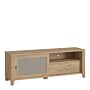 Cestino 1 Door 1 Drawer Tv Unit In Jackson Hickory Oak And Rattan Effect