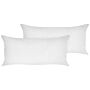 Two Bed Pillows White Lyocell Japara Cotton Rectangular 40 X 80 Cm Polyester Filling Low Profile Sleeping Cushion