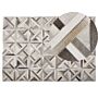 Rectangular Area Rug Beige And Brown Cowhide Leather 140 X 200 Cm Patchwork Geometric Pattern