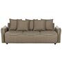 Sofa Bed Brown Polyester Fabric Convertible Sleeper With Storage Additional Cushions Removable Covers