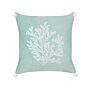 Scatter Cushion Mint Green Velvet 45 X 45 Cm Marine Coral Motif Square Polyester Filling