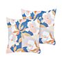 Set Of 2 Garden Cushions Multicolour Polyester 45 X 45 Cm Floral Pattern Modern Outdoor Decoration Water Resistant