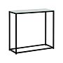 Console Table White Marble Effect Tempered Glass Top Black Metal Base