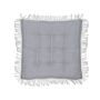 Seat Pad Grey Polyester Square 40 X 40 Cm With Fringe Tufted Chair Cushion