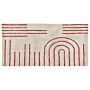 Area Rug Beige And Red Cotton 80 X 150 Cm Scandinavian Minimalist Pattern Rectangular