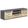 Tv Stand Light Wood And Black Particle Board 43 Cm Barn Style