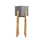 Plant Stand Grey Concrete Square 30 X 30 Cm Solid Wood Base Modern Industrial Tall Plant Pot Planter