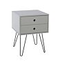 Painted Grey Telford, Metal Leg 2 Drawer Bedside Cabinet