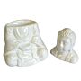 Sitting Buddha Oil Burner - White