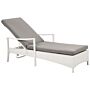 Garden Outdoor Lounger Polyester Fabric Cushion Rattan Frame Adjustable Reclining Backrest