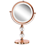 Makeup Mirror Rose Gold Iron Metal Frame Ø 13 Cm With Led Light 1x/5x Magnification Double Sided Cosmetic Desktop