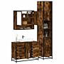 Vidaxl 4 Piece Bathroom Furniture Set Smoked Oak Engineered Wood