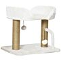 Pawhut 42cm Indoor Cat Tree, Small Cat Tree With Sisal Scratching Post Kitten Bed With Toy Balls, Climbing Tower Bedding, White