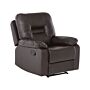 Recliner Chair Brown Faux Leather Push-back Manually Adjustable Back And Footrest