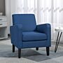 Homcom Modern Accent Chair, Occasional Chair With Rubber Wood Legs, Blue