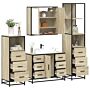 Vidaxl 4 Piece Bathroom Furniture Set Sonoma Oak Engineered Wood