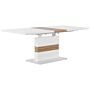 Dining Table White Wood 160 X 90 Cm Extendable Top Pedestal Leg