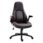 Vinsetto Pu Leather Office Chair, Swivel Computer Desk Chair With Adjustable Height, Flip Up Armrests And Tilt Function, Dark Brown