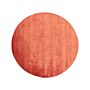 Rug Orange Viscose Round 140 Cm Hand Tufted Low Pile